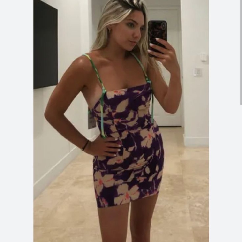 Zara Purple Floral Mini Dress